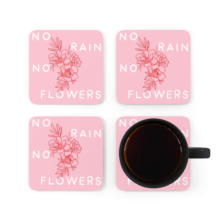 No Rain No Flowers Corkwood Coaster Set