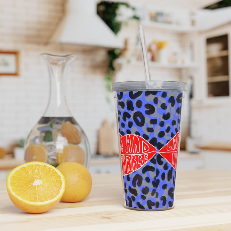 Large and In Charge Plastic Tumbler with Straw