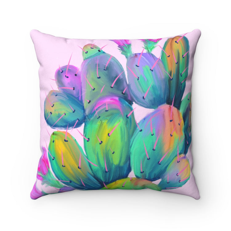 Pink Prickly Pear Square Pillow