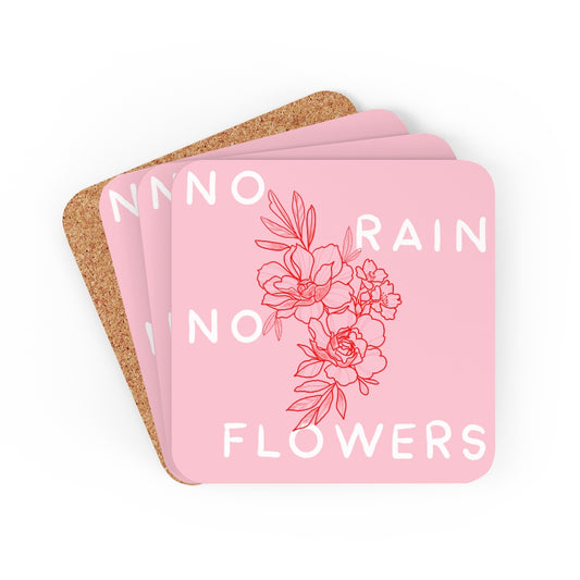 No Rain No Flowers Corkwood Coaster Set
