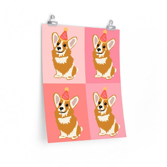 Four Corgs vertical poster